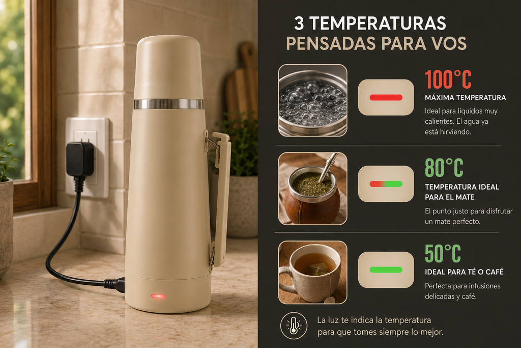 Termo eléctrico con 3 temperaturas: 100°C, 80°C y 50°C