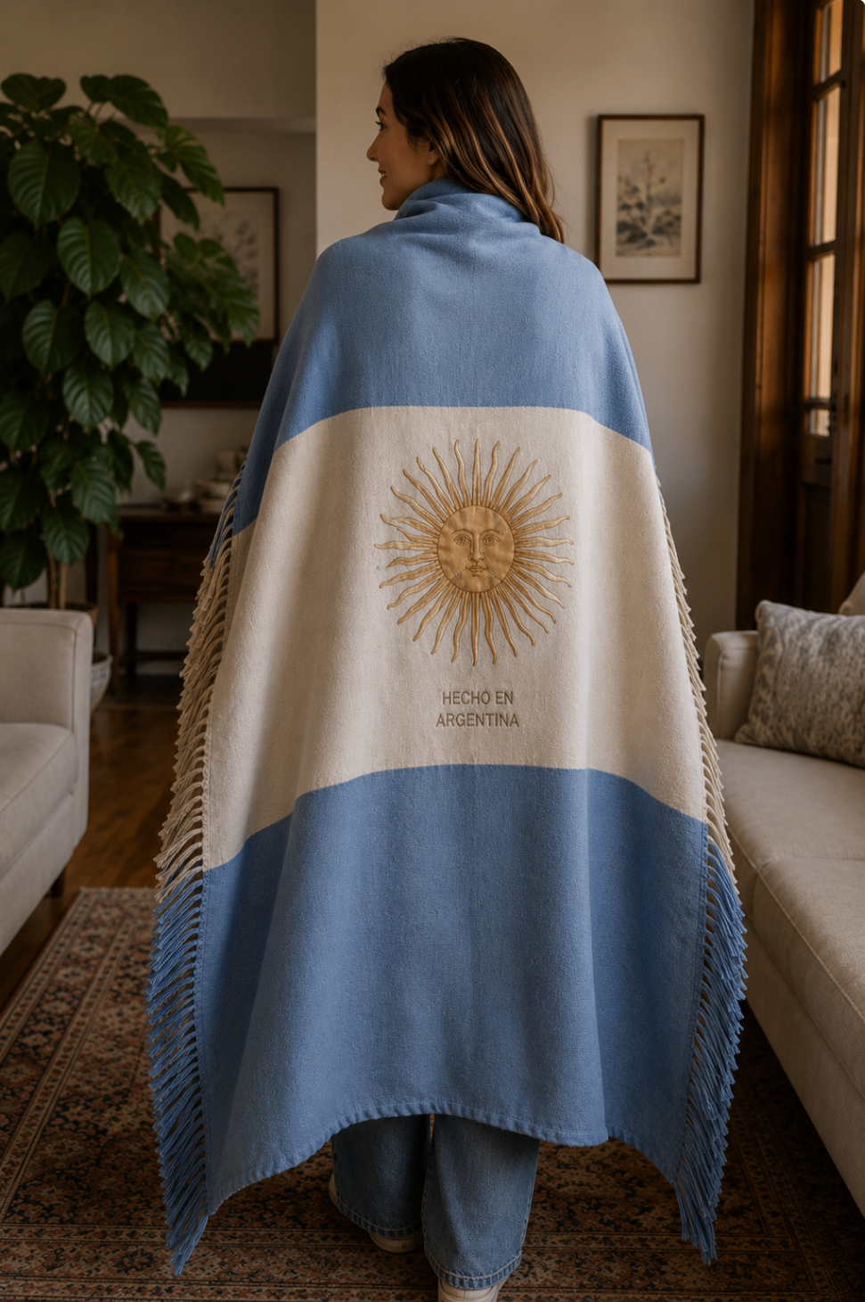 Manta Albiceleste de espalda